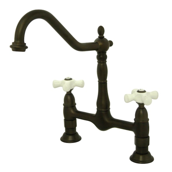 KS1175PX Heritage Bridge Kitchen Faucet, Oil Rubbed Bronze